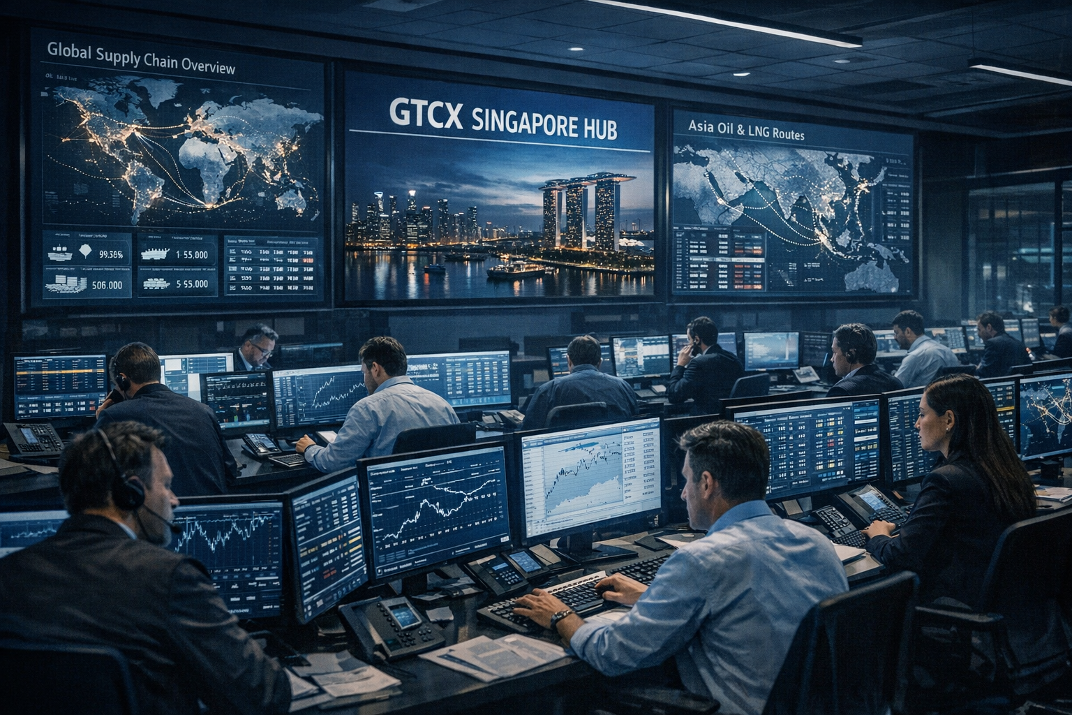 Commodity operations team coordinating institutional trade flows