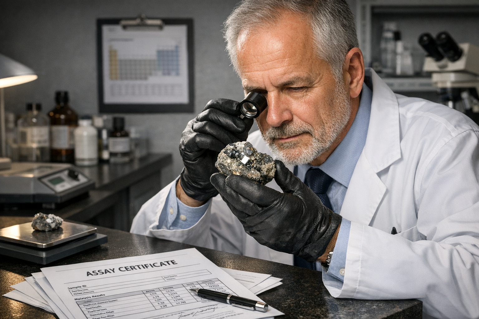 Origin verification and custody review at assay desk